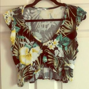 Fashion Nova Flower Ruffle Crop Top